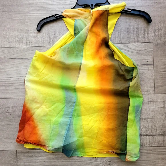 Natori Ombre Cross-Halter Camisole in Yellow, Orange & Green - Picture 4 of 6